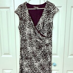 🐆 Black Label by Evan-Picone Print Wrap Dress – Size 14